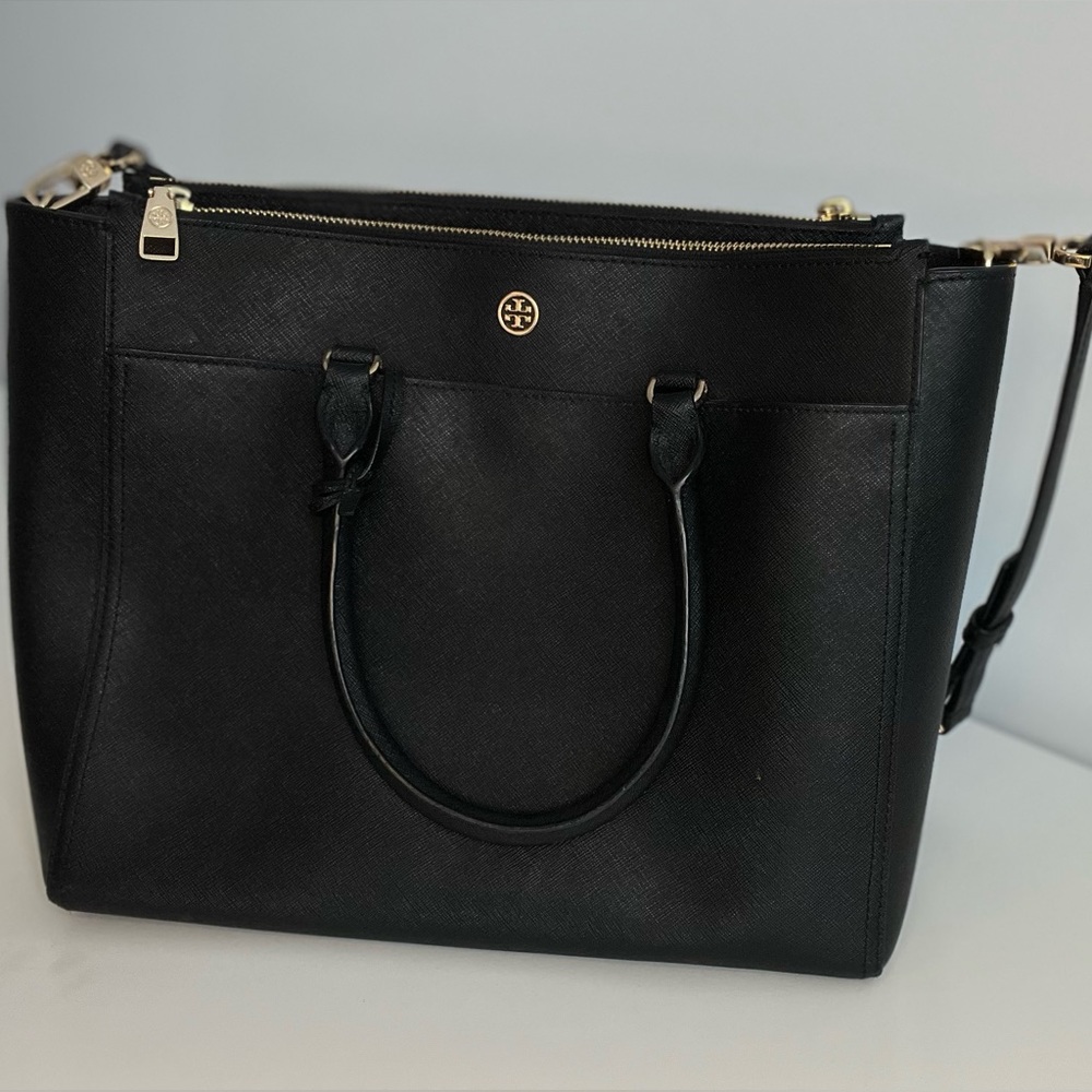 Tory Burch Robinson Small Double Zip Leather Tote